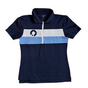 Tory Sport by Tory Burch 1/2 Zip Polo Shirt with LOGO (Navy, Blue & White) - XS